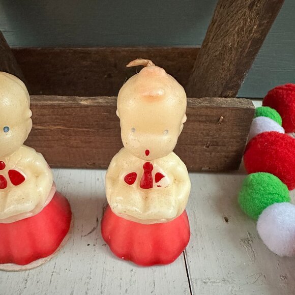 Vintage Gurley Choir Boy Candle Pair Christmas Candles Mid Century Xmas Decor - Picture 3 of 8